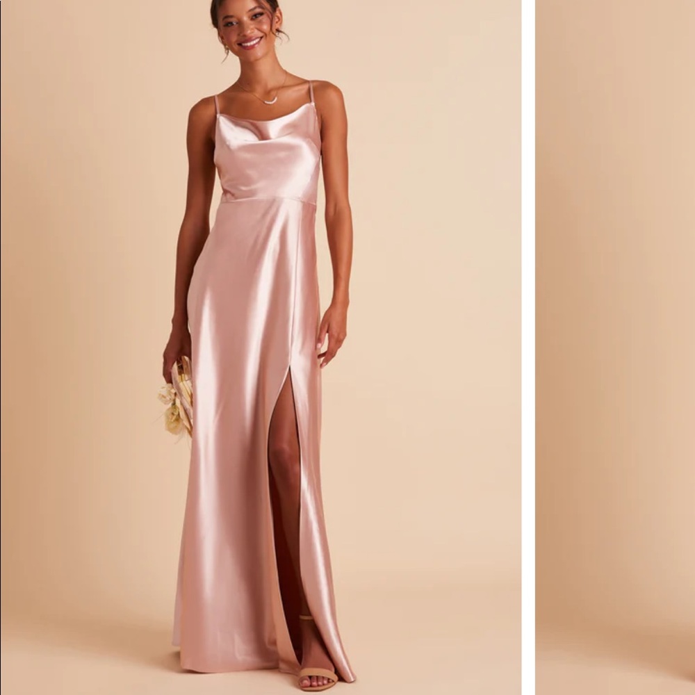 Birdy Grey - Lisa Satin Long Rose Gold Dress